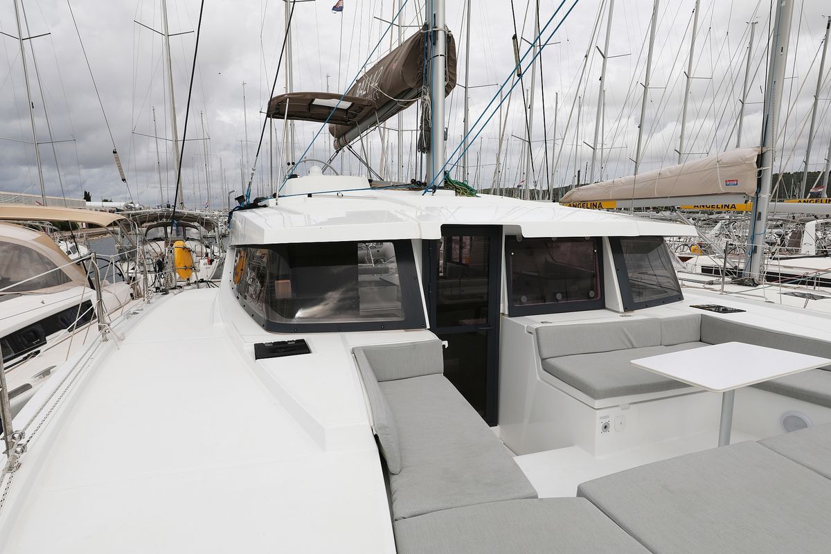 Deck of Sunlight, a Bali 4.2 OW catamaran at Općina Sveti Filip i Jakov, Croatia