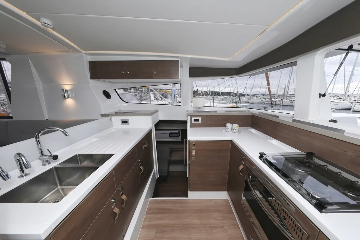 Galley of Sunlight, a Bali 4.2 OW catamaran at Općina Sveti Filip i Jakov, Croatia