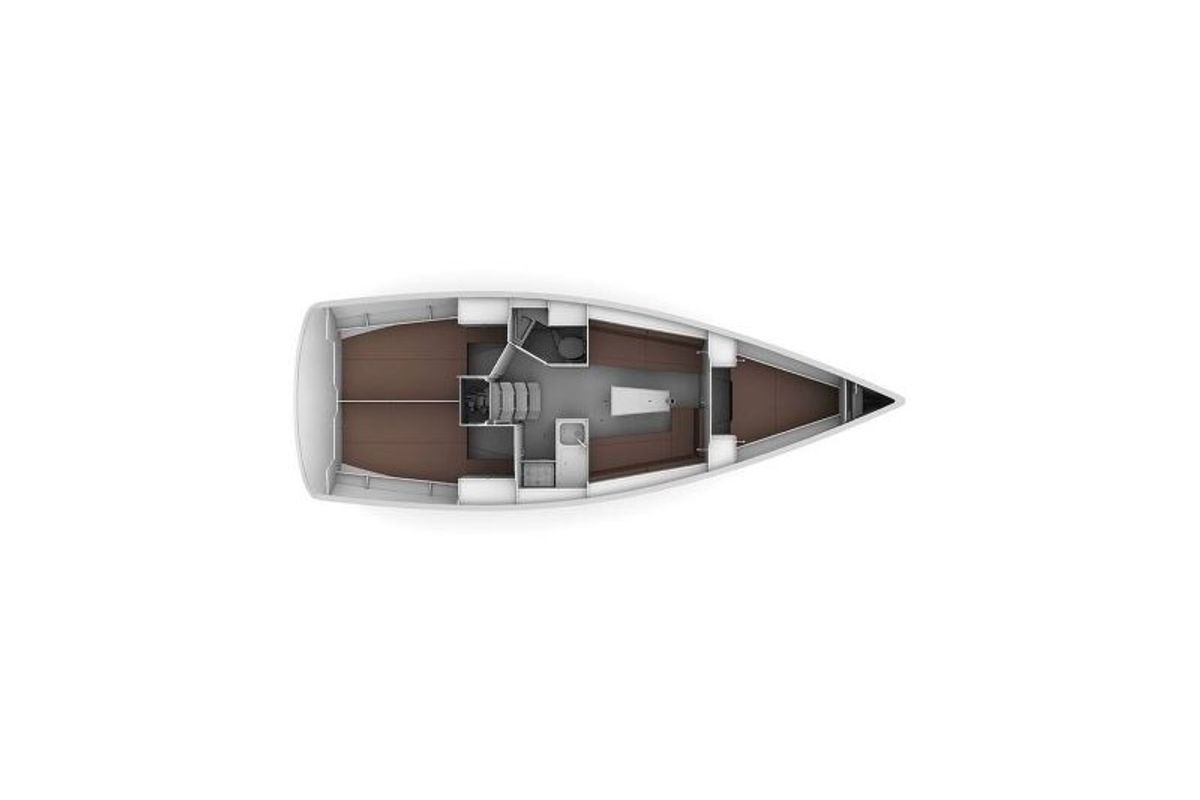 Floor plan of Adria Tina, a Bavaria Cruiser 34 sailboat at Split, Croatia