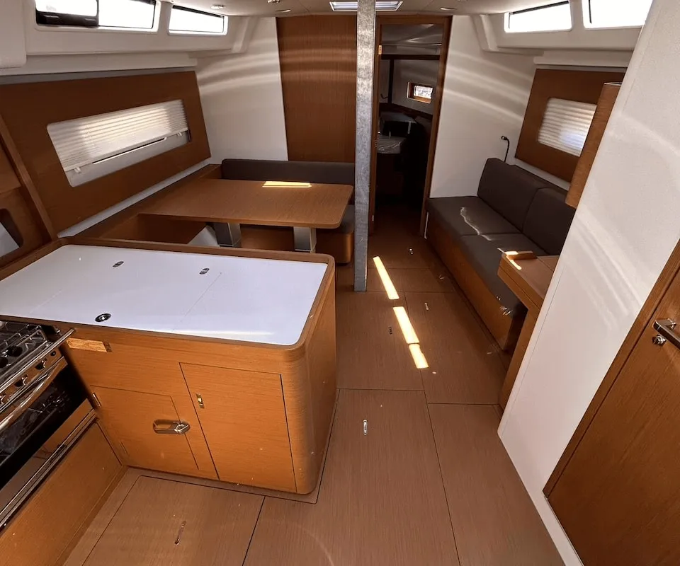 Salon of TITI, a Beneteau First 44 sailboat at Lavreotiki Municipal Unit, Greece