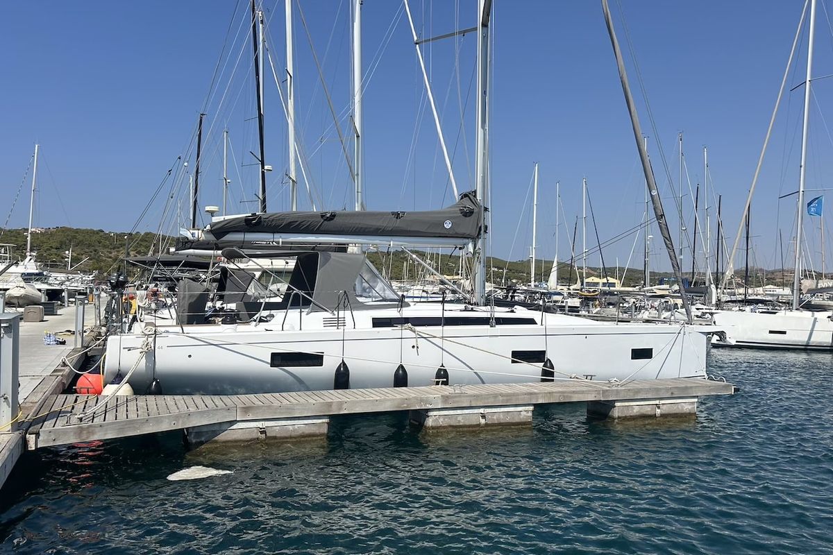 Exterior view of TITI, a Beneteau First 44 sailboat at Lavreotiki Municipal Unit, Greece
