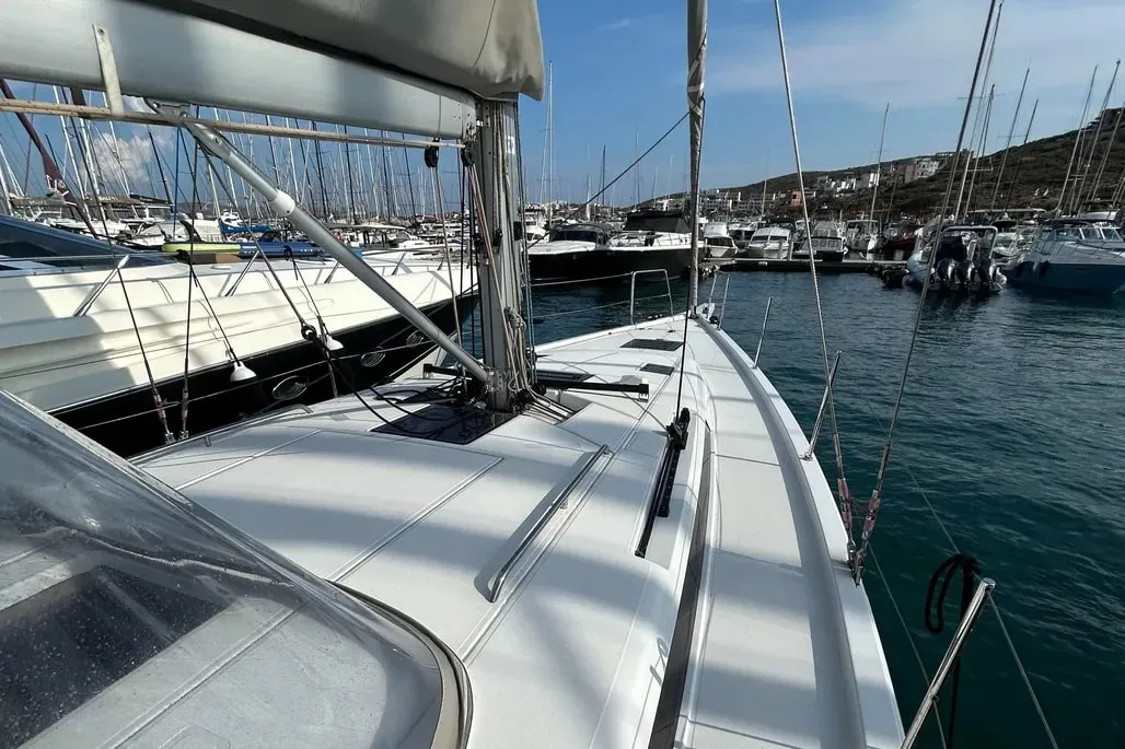 Exterior view of TITI, a Beneteau First 44 sailboat at Lavreotiki Municipal Unit, Greece