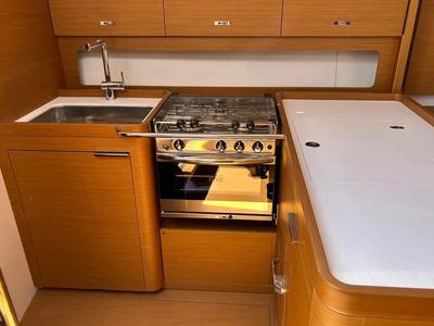Galley of TITI, a Beneteau First 44 sailboat at Lavreotiki Municipal Unit, Greece