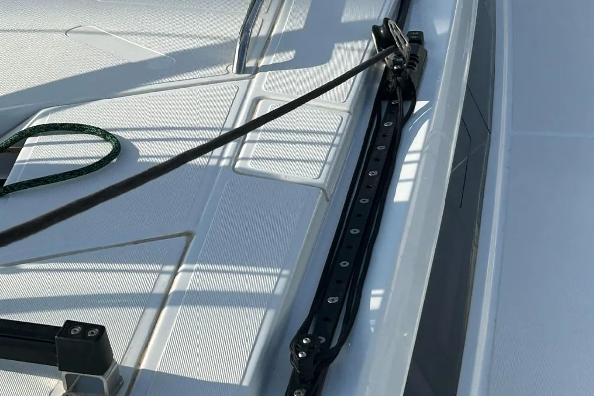 Deck of TITI, a Beneteau First 44 sailboat at Lavreotiki Municipal Unit, Greece