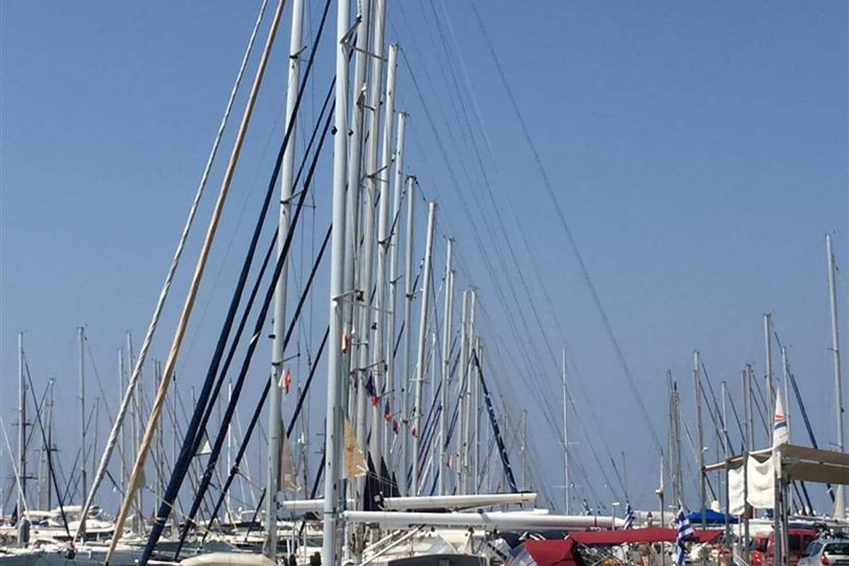 AINA, a Dufour 412 Grand large sailboat at Municipal Unit of Lefkada, Greece