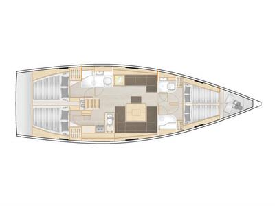 Floor plan of Theodora, a Hanse Yachts Hanse 458 sailboat at Municipal Unit of Lefkada, Greece