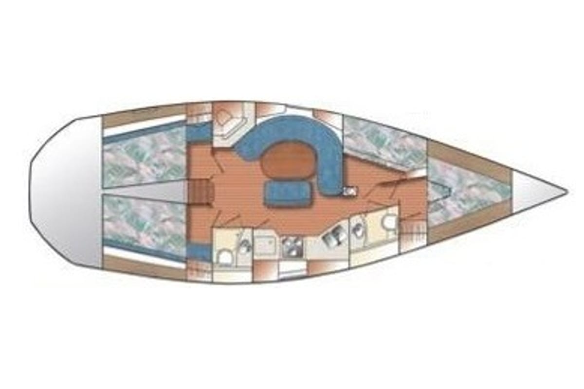Floor plan of Tintaro, a Catalina Yachts Catalina 42 sailboat at Genoa, Italy