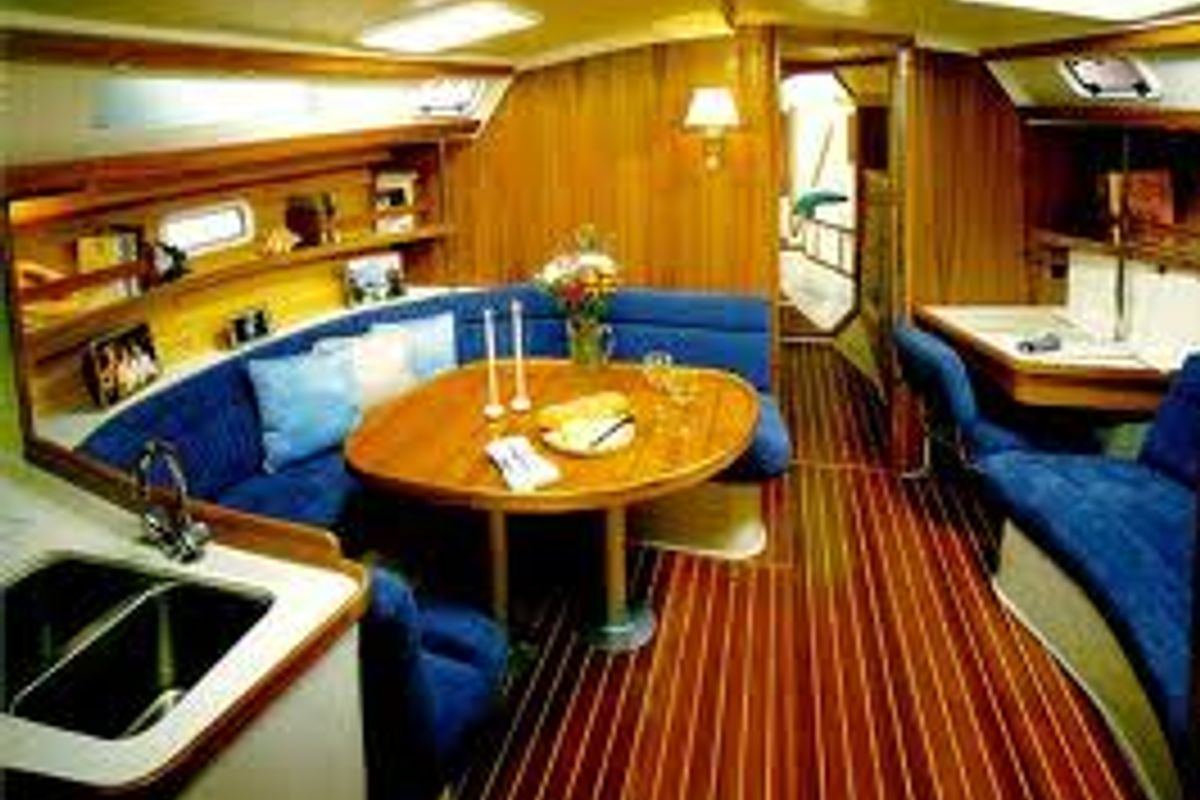 Salon of Tintaro, a Catalina Yachts Catalina 42 sailboat at Genoa, Italy