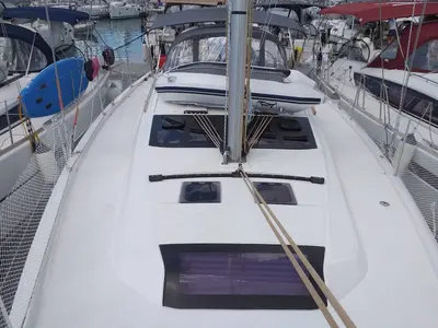 Deck of Fenera, a Dufour 430 sailboat at Općina Medulin, Croatia