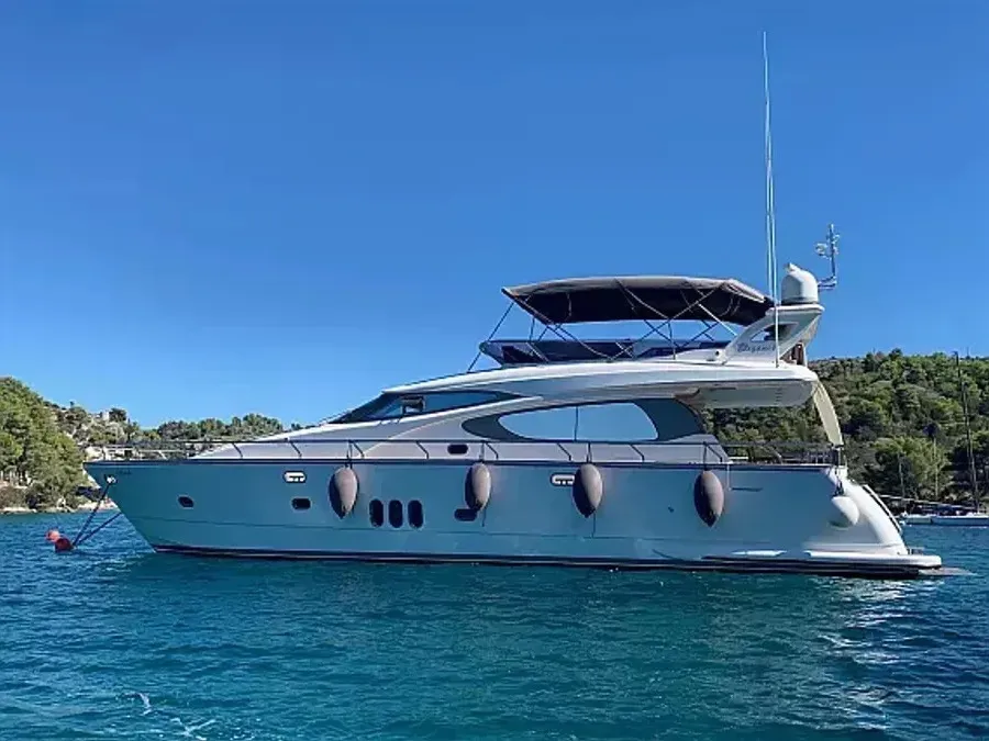 Exterior view of Premium, a Elegance 60 Fly yacht at Općina Pakoštane, Croatia