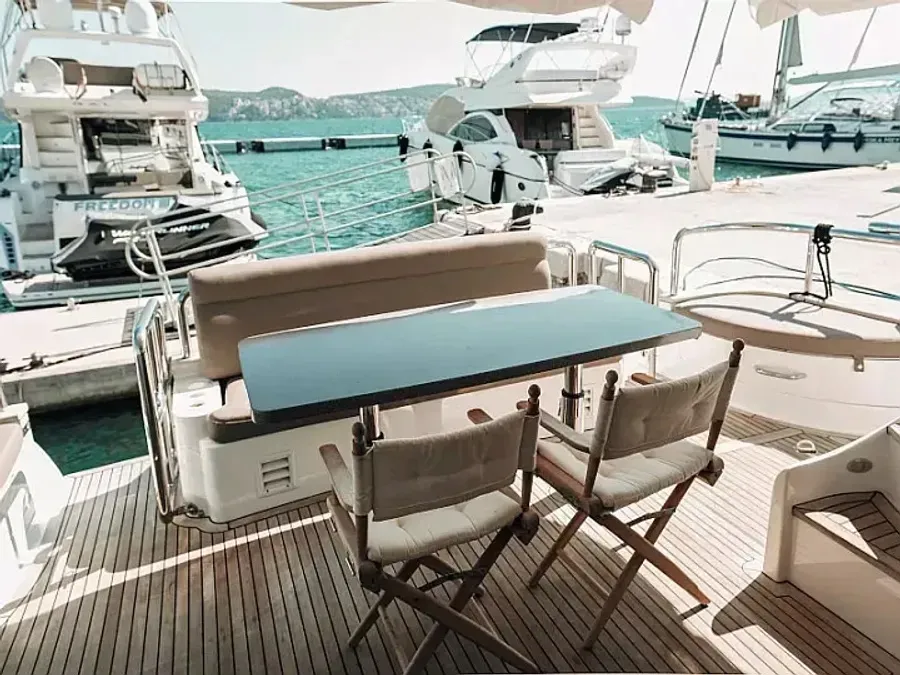 Deck of Premium, a Elegance 60 Fly yacht at Općina Pakoštane, Croatia