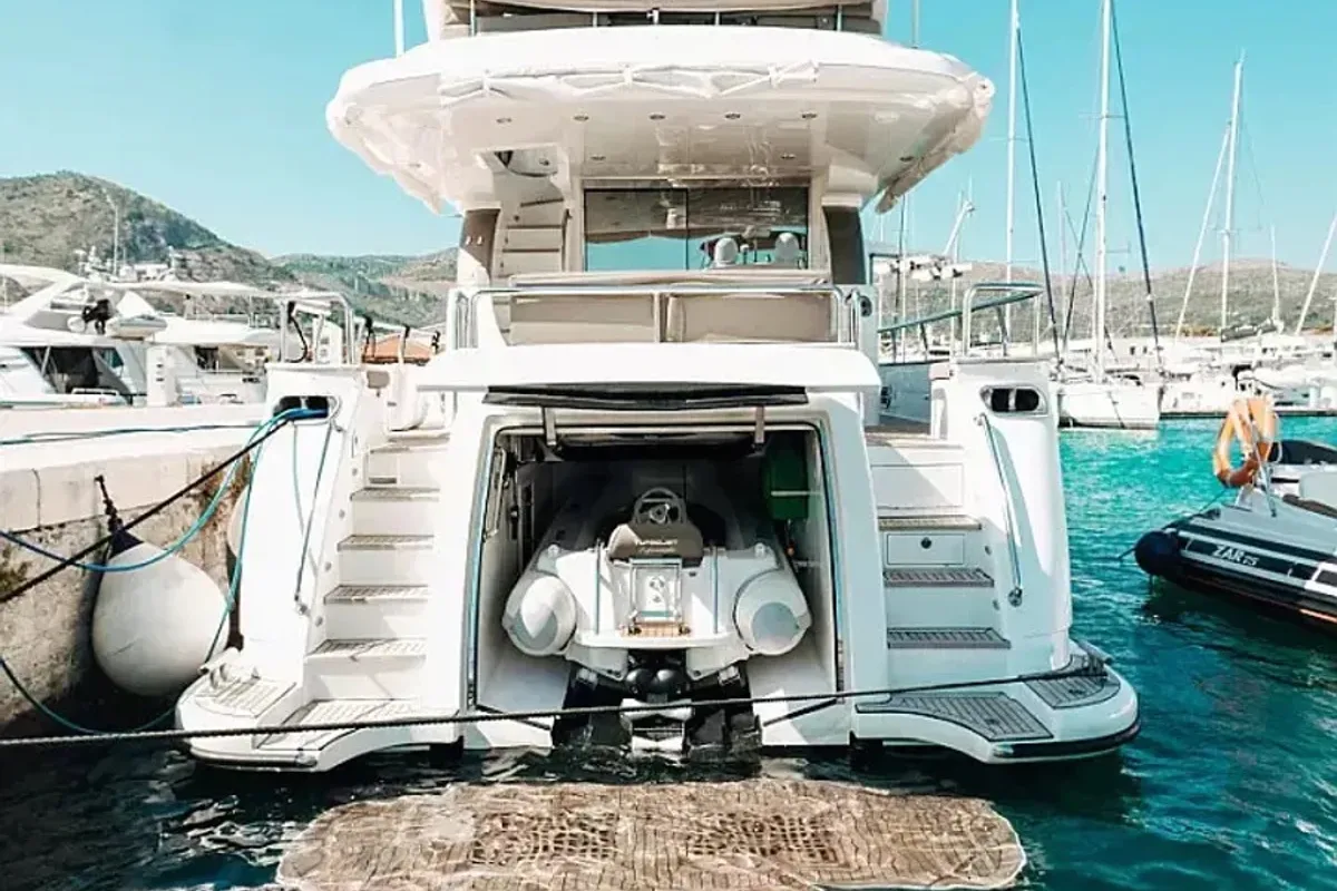 Exterior view of Premium, a Elegance 60 Fly yacht at Općina Pakoštane, Croatia