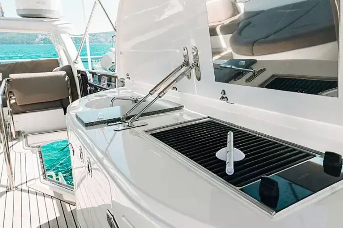 Deck of Premium, a Elegance 60 Fly yacht at Općina Pakoštane, Croatia