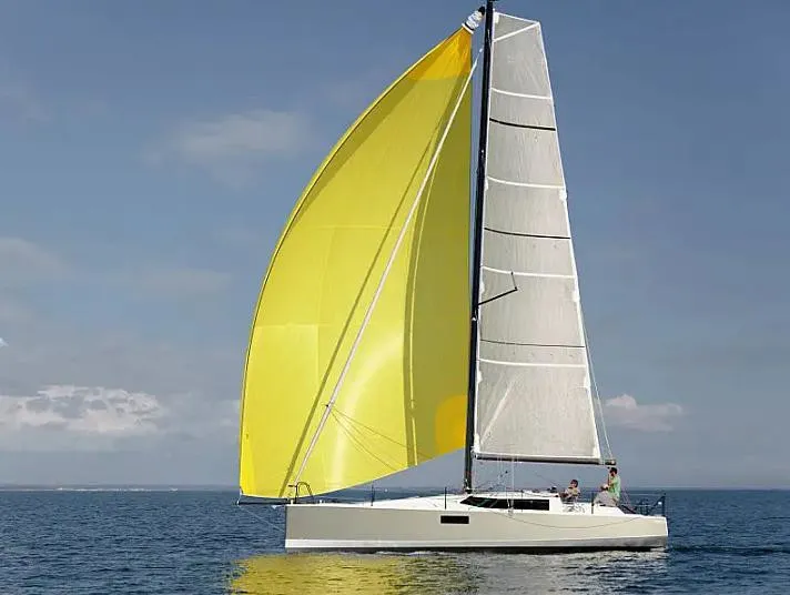 Exterior view of LITTLE WING, a Pogo Structures Pogo 36 sailboat at La Trinité-sur-Mer, France