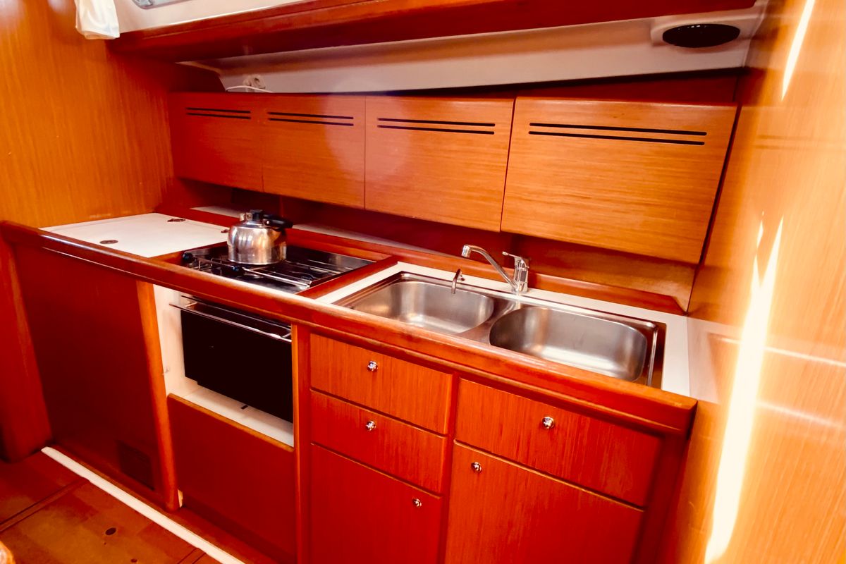 Galley of Christina (Pax 12) , a Beneteau Cyclades 50.5 sailboat at Municipal Unit of Lefkada, Greece
