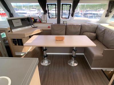 Salon of Idefix, a Fountaine Pajot Lucia 40 catamaran at Općina Rogoznica, Croatia