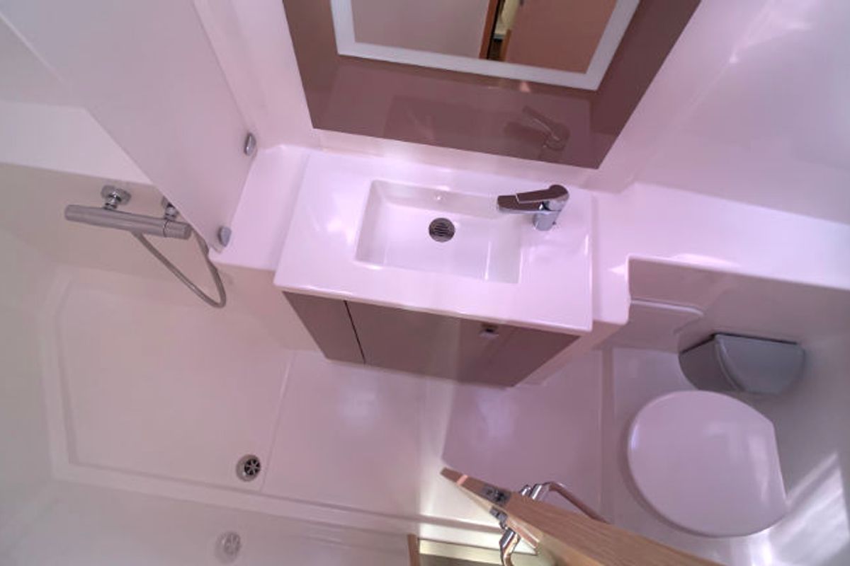 Head on Idefix, a Fountaine Pajot Lucia 40 catamaran at Općina Rogoznica, Croatia