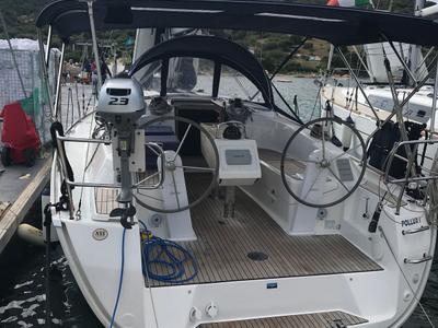 Cockpit of Pollux I, a Bavaria Cruiser 34 sailboat at Olbia, Italy