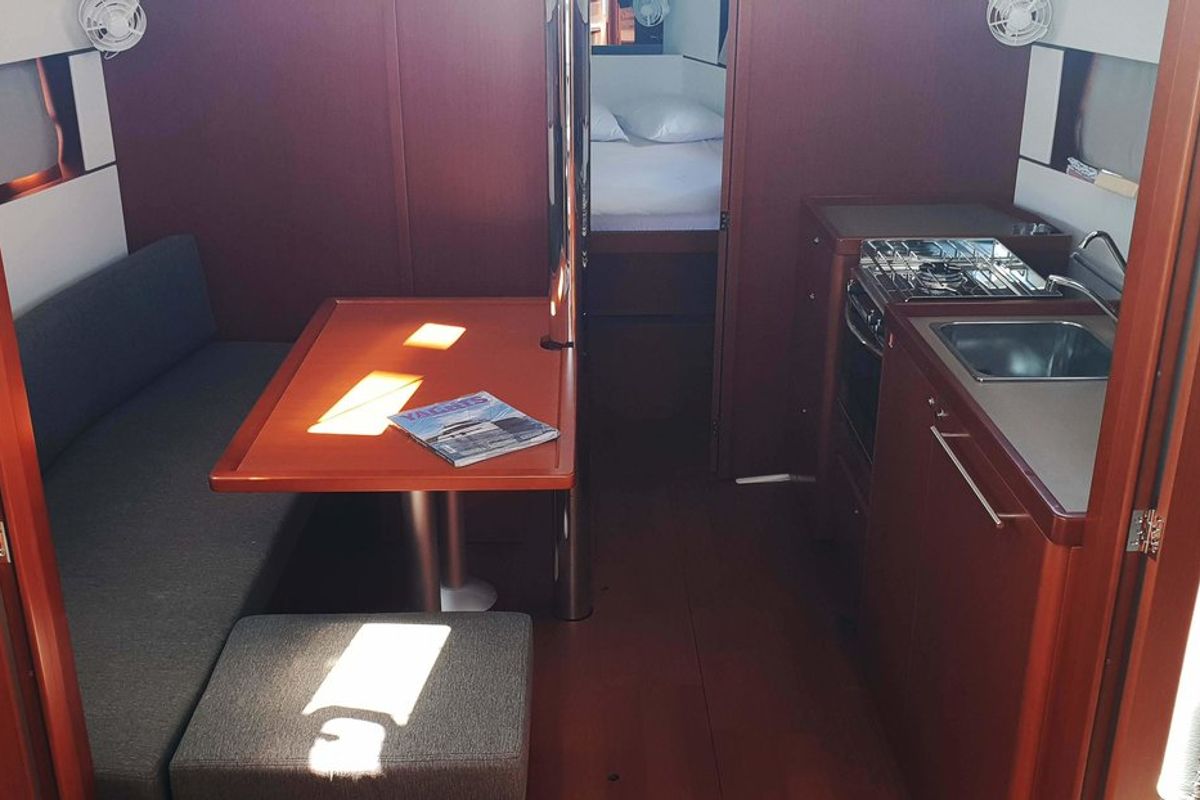 Salon of Bellona, a Beneteau Oceanis 38.1 sailboat at Split, Croatia