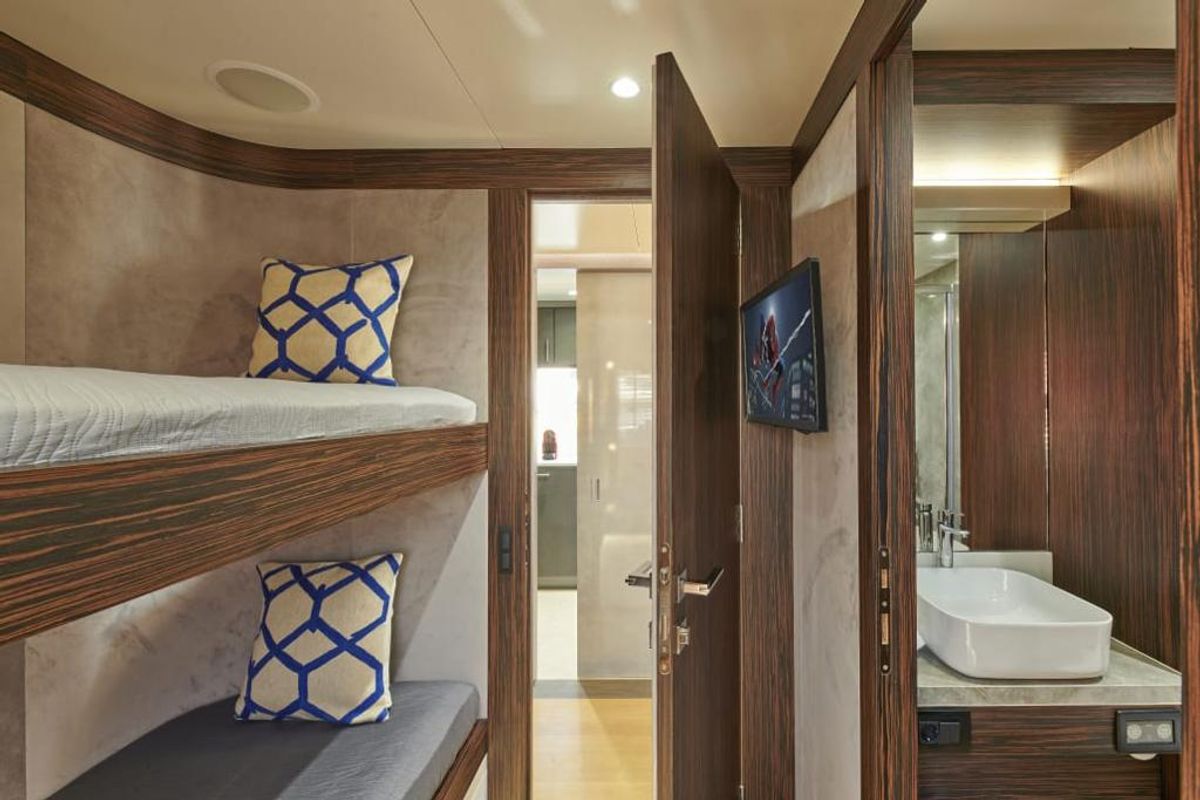 Cabin on La Fenice, a Azimut 85F yacht at Gouvia, Greece