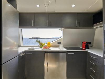 Galley of La Fenice, a Azimut 85F yacht at Gouvia, Greece
