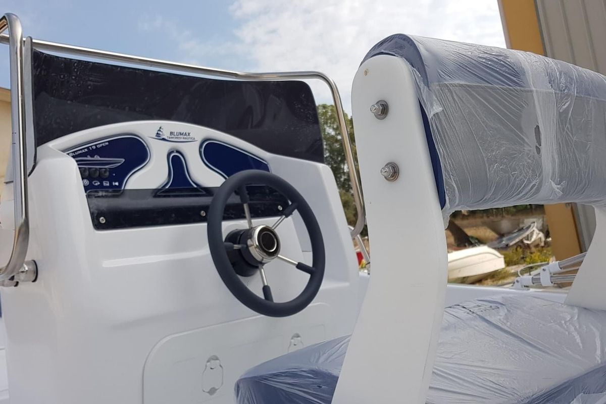 Cockpit of Dory - Blue, a Gulet Blumax 19 Pro motorboat at Livorno, Italy