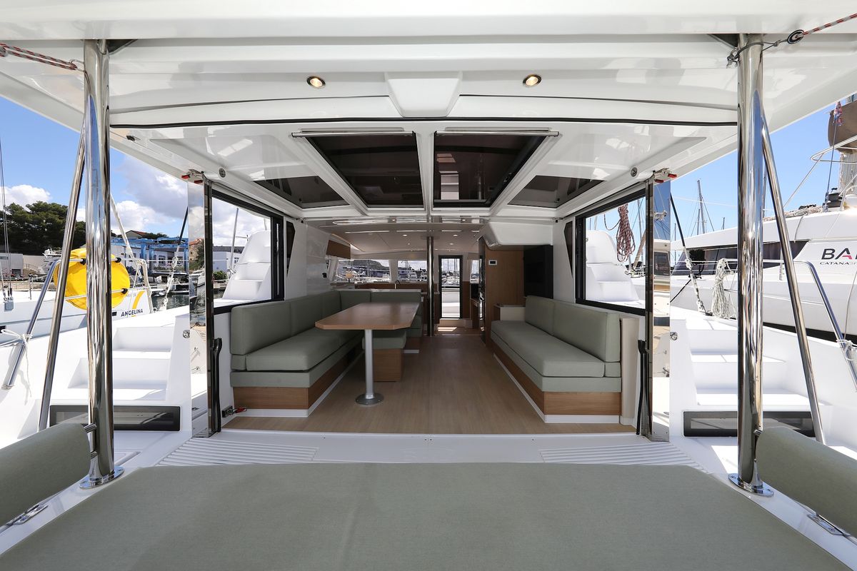Salon of Mademoiselle, a Bali 4.2 catamaran at Općina Rogoznica, Croatia