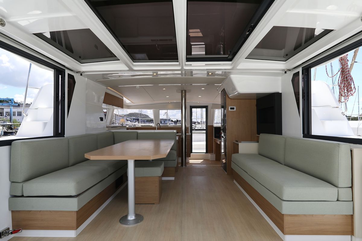 Salon of Mademoiselle, a Bali 4.2 catamaran at Općina Rogoznica, Croatia