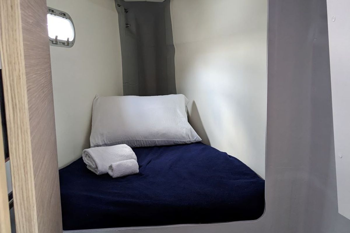 Cabin on Dragonfly, a Fountaine Pajot Tanna 47 catamaran at Road Town, British Virgin Islands