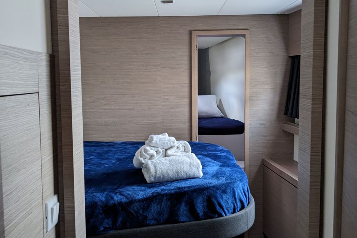 Cabin on Dragonfly, a Fountaine Pajot Tanna 47 catamaran at Road Town, British Virgin Islands