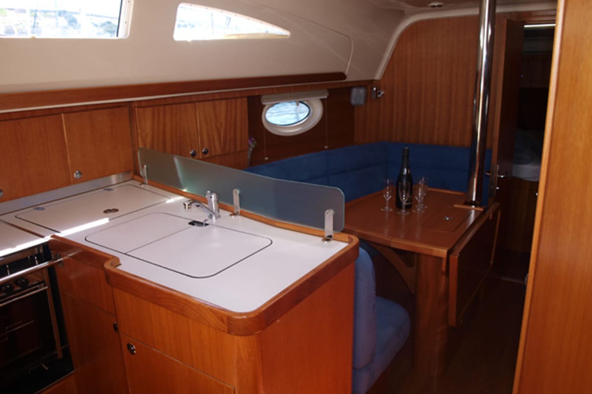 Galley of Sea Bird, a Elan Impression 344 sailboat at Primošten, Croatia