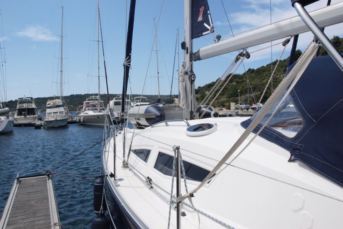 Exterior view of Sea Bird, a Elan Impression 344 sailboat at Primošten, Croatia