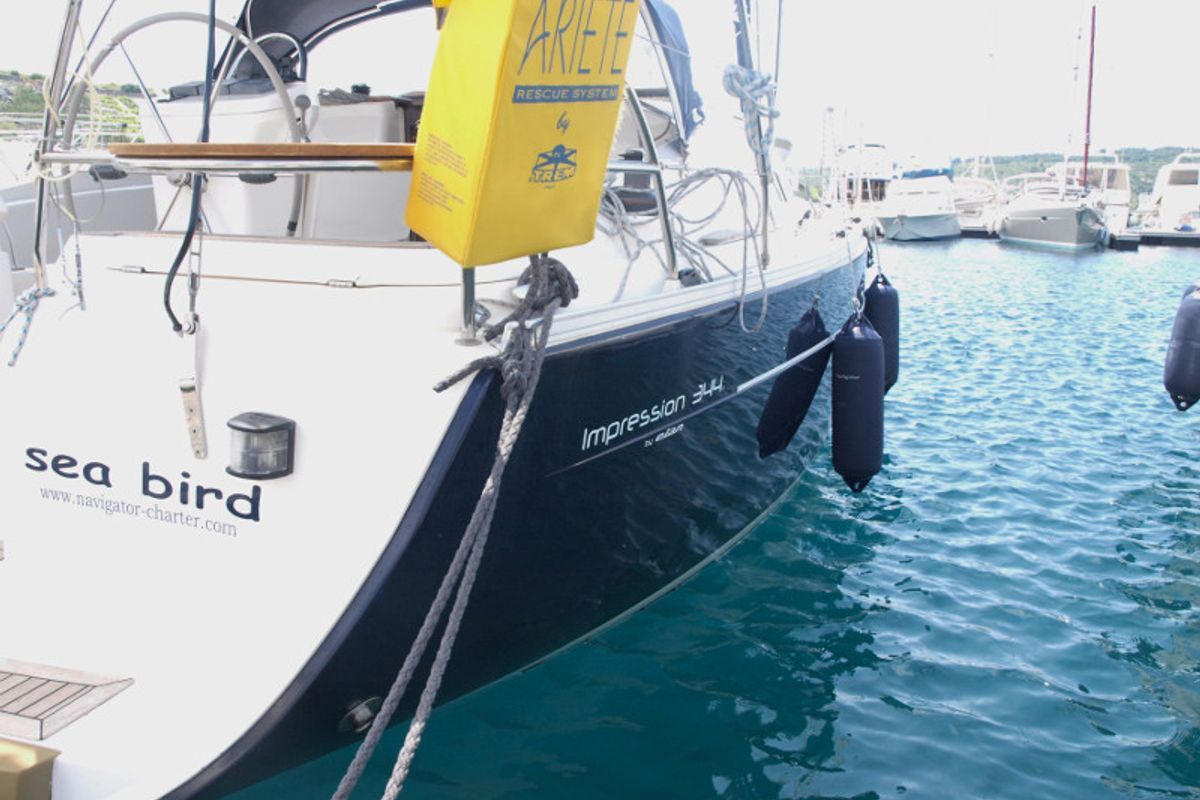 Exterior view of Sea Bird, a Elan Impression 344 sailboat at Primošten, Croatia