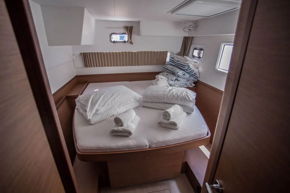 Cabin on Angela V , a Lagoon 42 catamaran at Seget Donji, Croatia