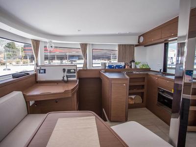 Salon of Angela V , a Lagoon 42 catamaran at Seget Donji, Croatia
