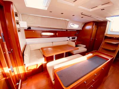 Salon of Pura Vida (Pax 12), a Beneteau Oceanis 50 sailboat at Municipal Unit of Lefkada, Greece