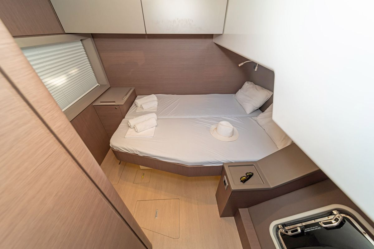 Cabin on Rafaela, a Bali 4.6 catamaran at Preveza, Greece