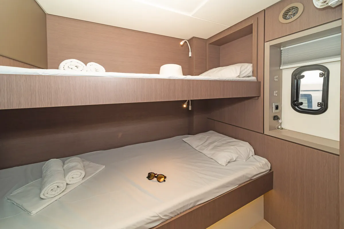 Cabin on Rafaela, a Bali 4.6 catamaran at Preveza, Greece