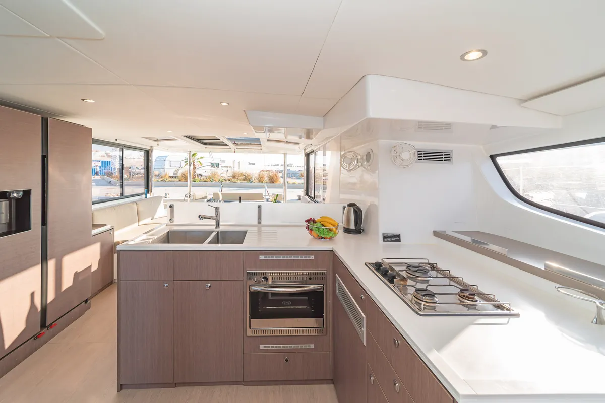 Galley of Rafaela, a Bali 4.6 catamaran at Preveza, Greece