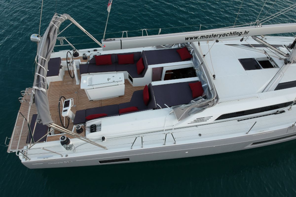 Deck of Grey Goose, a Beneteau Oceanis 51.1 sailboat at Općina Sukošan, Croatia