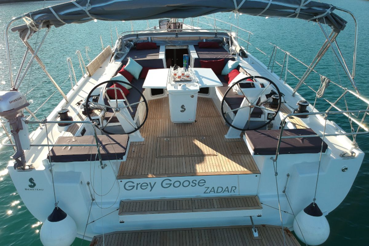 Cockpit of Grey Goose, a Beneteau Oceanis 51.1 sailboat at Općina Sukošan, Croatia