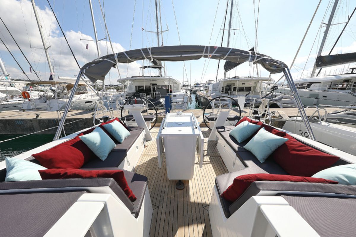 Deck of Grey Goose, a Beneteau Oceanis 51.1 sailboat at Općina Sukošan, Croatia