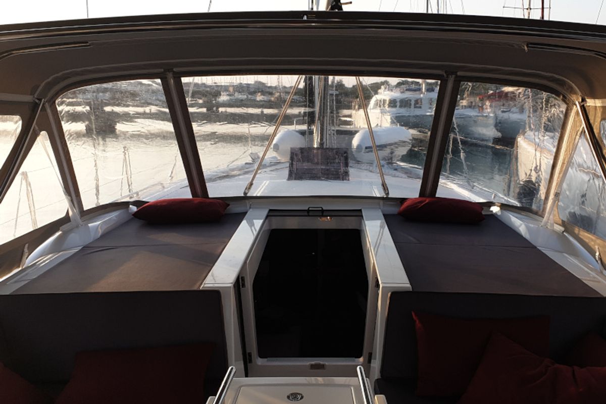 Deck of Grey Goose, a Beneteau Oceanis 51.1 sailboat at Općina Sukošan, Croatia