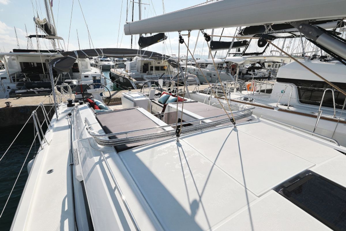 Deck of Grey Goose, a Beneteau Oceanis 51.1 sailboat at Općina Sukošan, Croatia