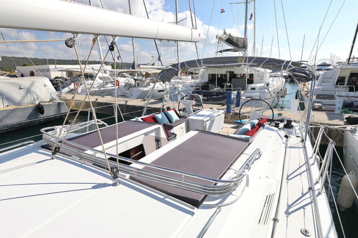 Deck of Grey Goose, a Beneteau Oceanis 51.1 sailboat at Općina Sukošan, Croatia