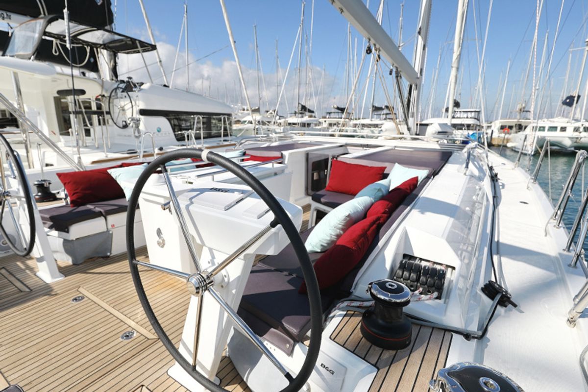 Cockpit of Grey Goose, a Beneteau Oceanis 51.1 sailboat at Općina Sukošan, Croatia
