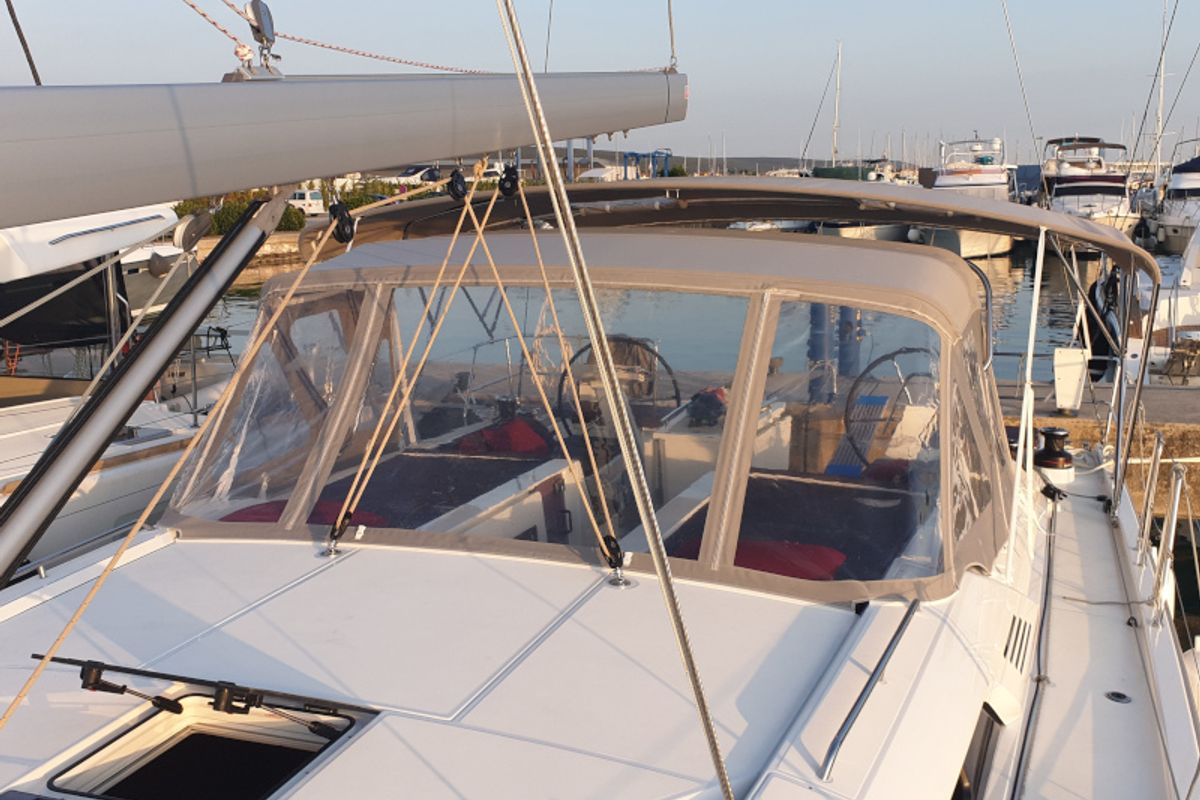 Deck of Grey Goose, a Beneteau Oceanis 51.1 sailboat at Općina Sukošan, Croatia