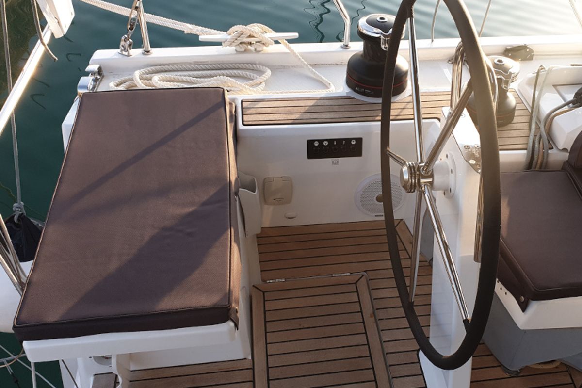 Cockpit of Grey Goose, a Beneteau Oceanis 51.1 sailboat at Općina Sukošan, Croatia