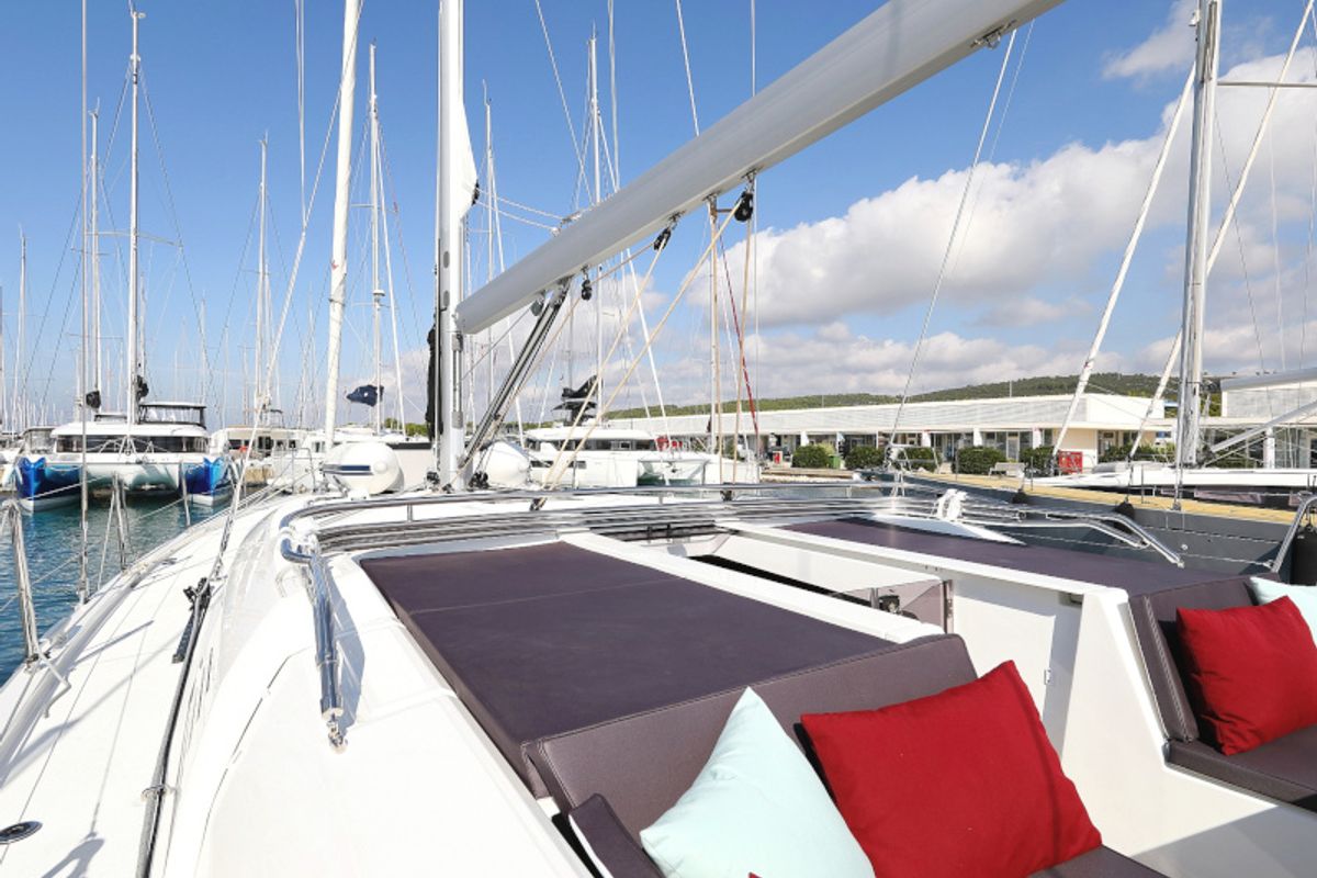 Deck of Grey Goose, a Beneteau Oceanis 51.1 sailboat at Općina Sukošan, Croatia