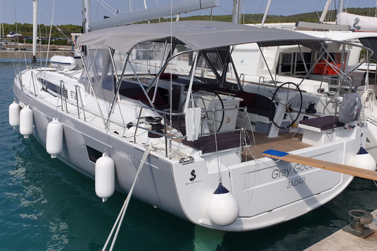 Exterior view of Grey Goose, a Beneteau Oceanis 51.1 sailboat at Općina Sukošan, Croatia